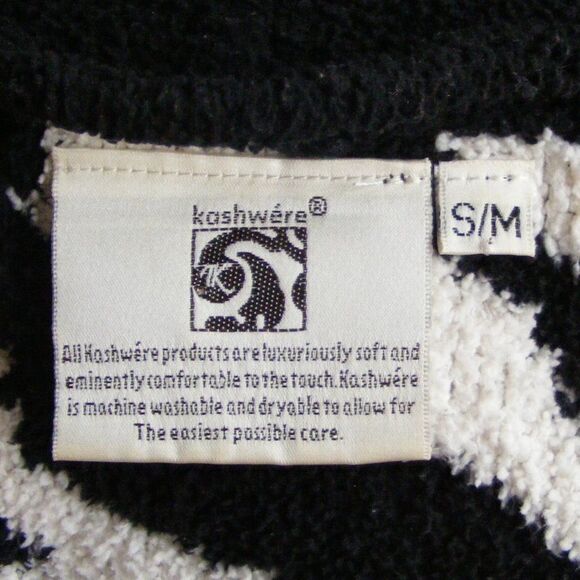 ZEBRA Robe, S/M, Chenille Knit, KASHWERE, Plush/Heavy, Black/White, Pockets - Picture 7 of 10